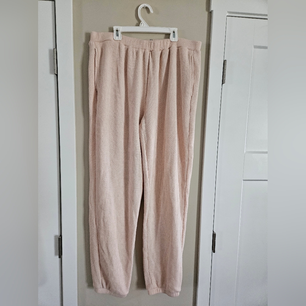 Ptula extra large xl baby pink waffle knit sweater pants joggers lounge pajama